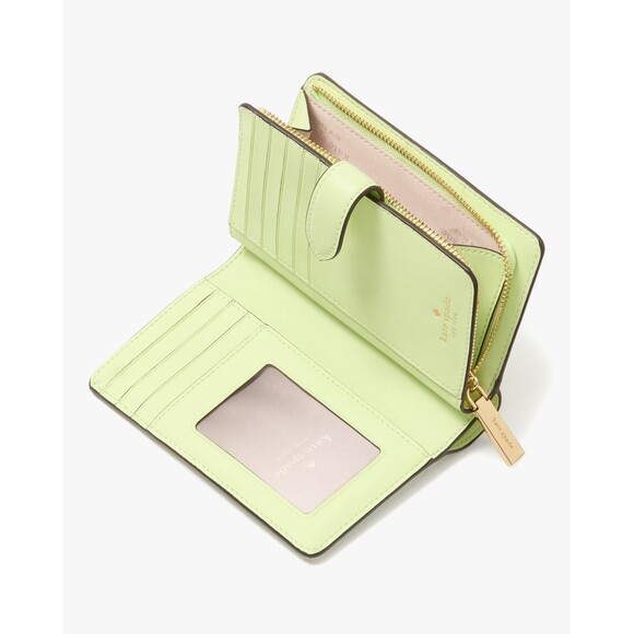 New Kate Spade Madison Medium Compact Bifold Wallet Leather Matcha Latte - Picture 3 of 3